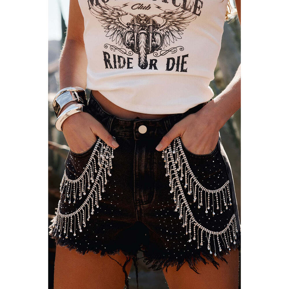 12th Tribe Love Thing Washed Black Denim Shorts Size MM - Picture 2 of 3